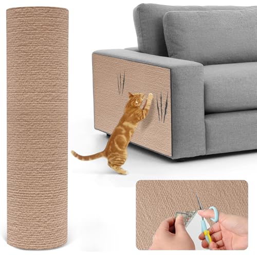 Kratzmatte Katze Selbstklebend Kratzbretter Kratzteppich Katze Wand,Kratzmatte für Katzen,Kratzwand, Kratzbrett Katzen kratzschutz für Möbel Sofa Tür Schutz (Khaki,30x100cm) von Herfair