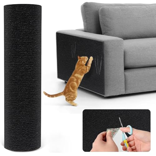 Kratzmatte Katze Selbstklebend Kratzbretter Kratzteppich Katze Wand,Kratzmatte für Katzen,Kratzwand, Kratzbrett Katzen kratzschutz für Möbel Sofa Tür Schutz (Schwarz,30x100cm) von Herfair