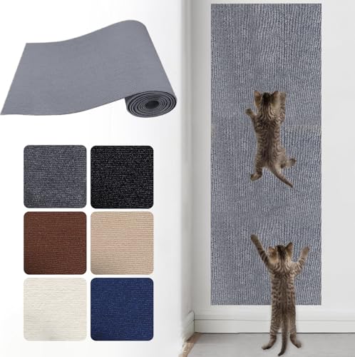 Selbstklebend Kratzmatte Katze Kratzbretter, Kratzmatte für Katzen, Kratzteppich Katzenkratzmatte Selbstklebende kratzmatte Katzen für Sofa DIY Kratzbaum Klettern Pad (30x100cm,Hellgrün) von Herfair