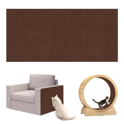 Herfair Selbstklebend Kratzmatte Katze Kratzpads Kratzmatte Katze Sofa Katzen Wand, DIY Kratzteppich Kratzschutz Sofa (30 * 100cm,Dunkelbraun) von Herfair