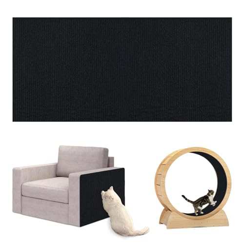 Selbstklebend Kratzmatte Katze Kratzpads Kratzmatte Katze Sofa Katzen Wand, DIY Kratzteppich Kratzschutz Sofa (30 * 100cm,Schwarz) von Herfair