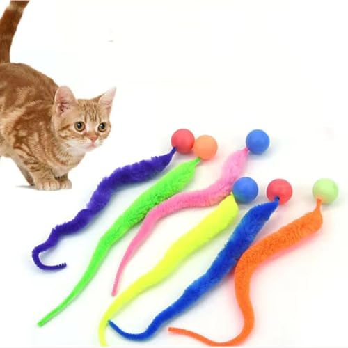 Herjiore 6 Stück Lustiges Katzenspielzeug, Wiggly Ball Katze, Hüpfball, Interactive Toy for Cats, Perfekt für Katzen Jeden Alters. (monochrom) von Herjiore