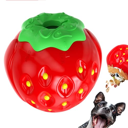 Herjiore Erdbeere Kau Spielzeug für Hunde, Kauartikel für Hunde, Interaktives Hundespielzeug, Slow-Food-Spielzeug für mittlere/kleine Hunde und Katzen von Herjiore
