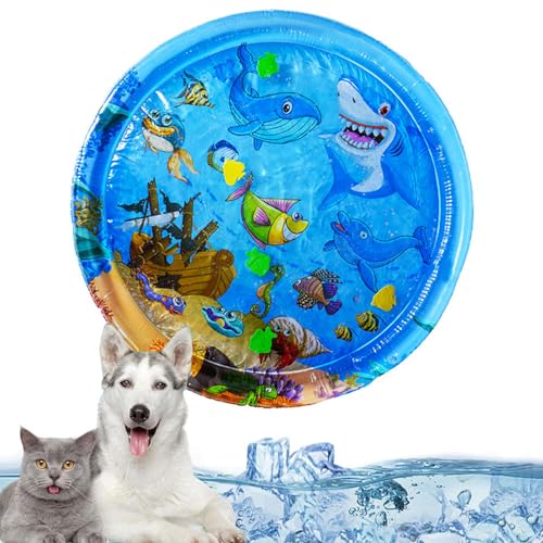 Herjiore ∅100cm Sensorische Wassermatte Katze,Wassermatte Katze,Wassermatte für Katzen,Wasserspielmatte Katze,Spielmatte Katze,interaktives Spielzeug für Hunde und Katzen von Herjiore