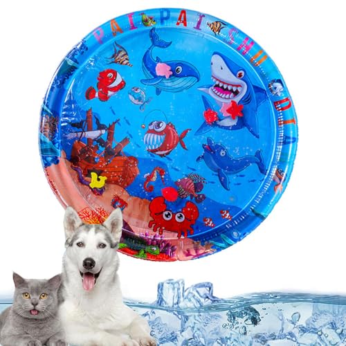 Herjiore ∅100cm Sensorische Wassermatte Katze,Wassermatte Katze,Wassermatte für Katzen,Wasserspielmatte Katze,Spielmatte Katze,interaktives Spielzeug für Hunde und Katzen von Herjiore