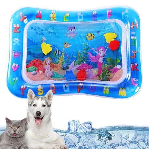 Herjiore 56 x 45cm Sensorische Wassermatte Katze,Wassermatte Katze,Wassermatte für Katzen,Wasserspielmatte Katze,Spielmatte Katze,interaktives Spielzeug für Hunde und Katzen von Herjiore