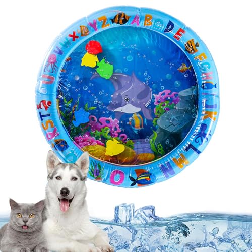 Herjiore ∅65cm Sensorische Wassermatte Katze,Wassermatte Katze,Wassermatte für Katzen,Wasserspielmatte Katze,Spielmatte Katze,interaktives Spielzeug für Hunde und Katzen von Herjiore