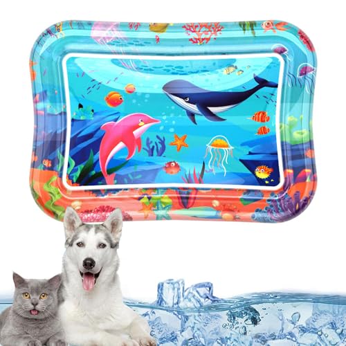 Herjiore 70 x 50cm Sensorische Wassermatte Katze,Wassermatte Katze,Wassermatte für Katzen,Wasserspielmatte Katze,Spielmatte Katze,interaktives Spielzeug für Hunde und Katzen von Herjiore