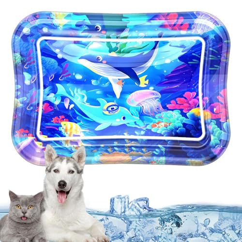 Herjiore 70 x50cm Sensorische Wassermatte Katze,Wassermatte Katze,Wassermatte für Katzen,Wasserspielmatte Katze,Spielmatte Katze,interaktives Spielzeug für Hunde und Katzen von Herjiore
