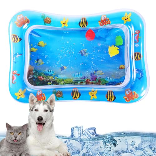 Herjiore 70 x 50cm Sensorische Wassermatte Katze,Wassermatte Katze,Wassermatte für Katzen,Wasserspielmatte Katze,Spielmatte Katze,interaktives Spielzeug für Hunde und Katzen von Herjiore