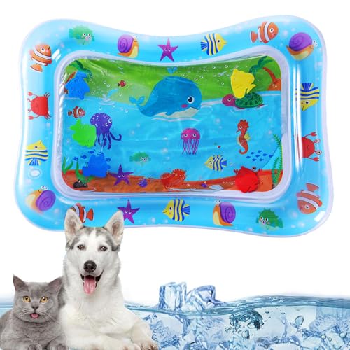 Herjiore (70 x 50cm) Sensorische Wassermatte Katze,Wassermatte Katze,Wassermatte für Katzen,Wasserspielmatte Katze,Spielmatte Katze,interaktives Spielzeug für Hunde und Katzen von Herjiore