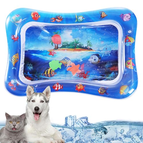 Herjiore 70 x 50cm Sensorische Wassermatte Katze,Wassermatte Katze,Wassermatte für Katzen,Wasserspielmatte Katze,Spielmatte Katze,interaktives Spielzeug für Hunde und Katzen von Herjiore