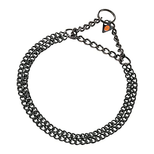 Herm Sprenger DO-HALSKETTE INOX SCHWARZ 40 cm 2-reihig flachgeschliffene Glieder Edelstahl Hundehalsband 40 cm Schwarz von Herm Sprenger