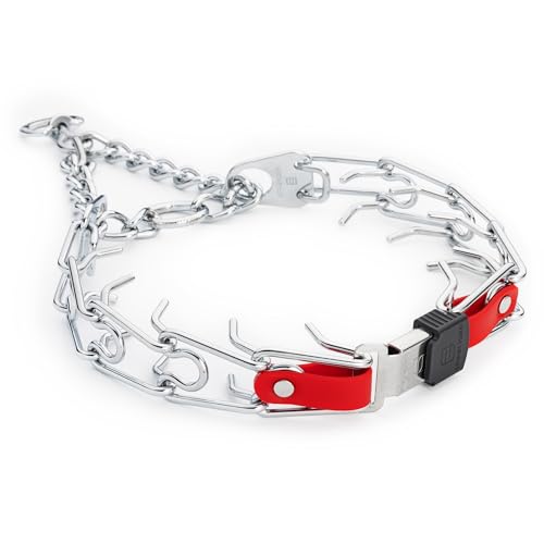 Herm Sprenger Hundehalsband aus verchromtem Stahl mit ClicLock-Schnellverschluss-Schnalle und Biothane-Einsatz, Trainingshalsband für Hunde, hergestellt in Deutschland, Kirschrot, 63,5 x 4,0 mm von Herm Sprenger