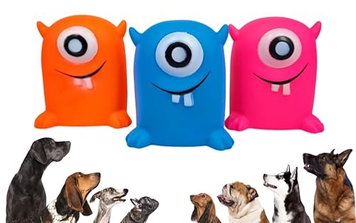 Hermans 3 quietschende Alien One Eyed Monsters Hundespielzeug aus weichem Latex für kleine bis mittelgroße Hunde (HR7202-MUL) von Hermans