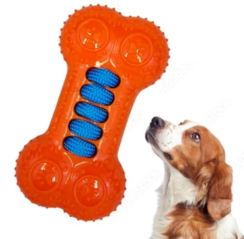 Hundespielzeug für Haustiere, robuster Nylonknochen mit Seilen, für Hunde, die gerne kauen, lustige Spielzeit und gerippte Oberfläche hilft, die Zähne zu reinigen (HR8546-BN) (Orange) von Hermans