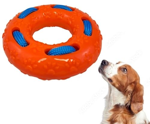 Hundespielzeug für Haustiere, robuster Nylonknochen mit Seilen, für Hunde, die gerne kauen, lustige Spielzeit und gerippte Oberfläche hilft, die Zähne zu reinigen (HR8546-RG) (Orange) von Hermans