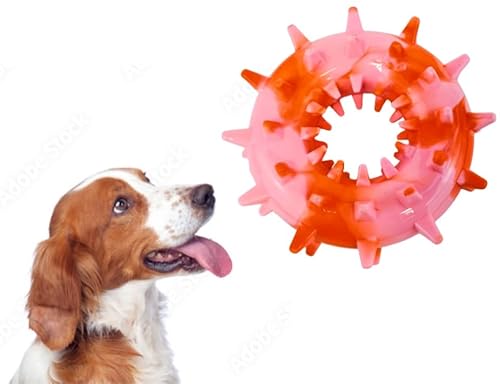 Hundespielzeug für Hunde, robust, quietschend, mit Spikes, für Hunde, die gerne kauen, Spaß beim Spielen und Zahnreinigung (HR8543-RG) (Rosa/Rot) von Hermans