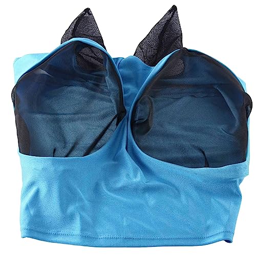 Hermosiey Dehnbar Sitzende Fliegenmaske für Pferde mit UV-Schutz, Weich auf der Haut und Atmungsaktiv, Blau von Hermosiey