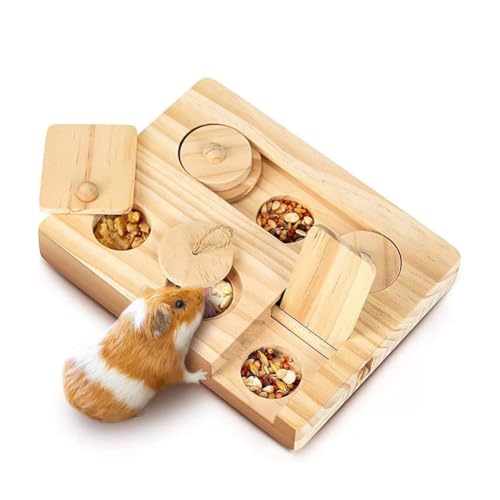 Hermosiey Meerschweinchen-Futtersuchspielzeug, 6-In-1-Holzspielzeug für Meerschweinchen, Pädagogisch Interaktives Spielzeug zum Verstecken Von Leckerlis für Kleintiere von Hermosiey