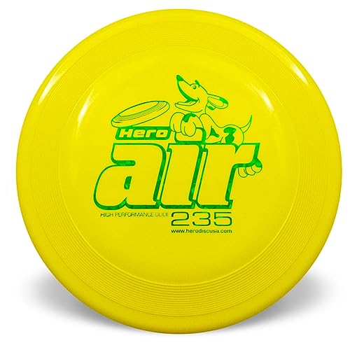 Hero Disc USA Hero Air 235 Hunde-Frisbee, Outdoor-Hundespielzeug und Haustier-Frisbee, leichte Hundefliegenscheibe (Gelb) von Hero Disc USA