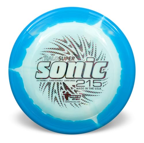 Hero Disc USA Halo Super Sonic 215 Dog Flying Disc, Dog Frisbee, Outdoor Hundespielzeug und Pet Frisbee (Blau) von Hero Disc USA