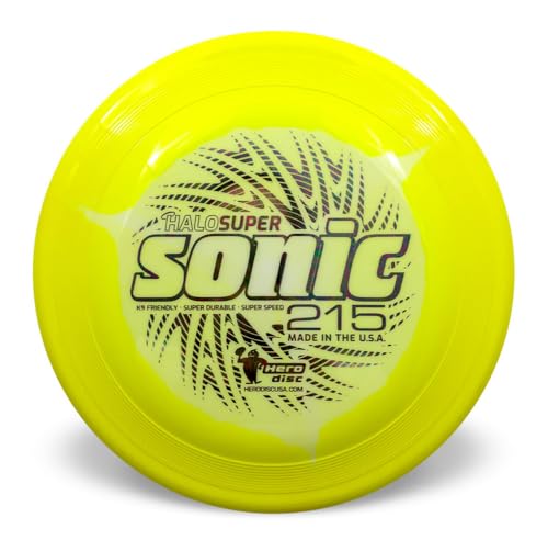 Hero Disc USA Halo Super Sonic 215 Dog Flying Disc, Dog Frisbee, Outdoor Hundespielzeug und Pet Frisbee (Gelb) von Hero Disc USA