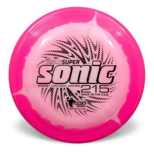 Hero Disc USA Halo Super Sonic 215 Dog Flying Disc, Dog Frisbee, Outdoor Hundespielzeug und Pet Frisbee (Rosa) von Hero Disc USA