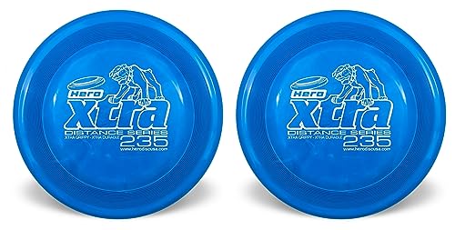 Hero Disc USA Hero Xtra 235 Distanzhund Frisbee, Outdoor Hundespielzeug und Haustier Frisbee, Distanzhund Fliegenscheibe 2 Stück (Blau) von Hero Disc USA