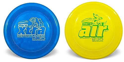 Hero Disc USA Hero Xtra 235 Distanzhund Frisbee und Hero Air 235 Hundescheibe Outdoor Hundespielzeug und Haustier Frisbee, Distanzhund Fliegenscheibe von Hero Disc USA