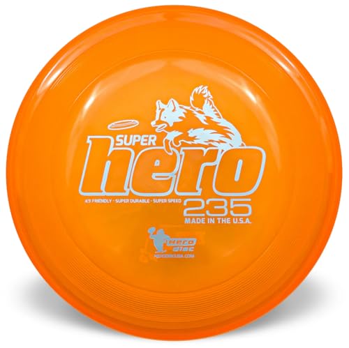 Hero Disc USA SuperHero 235 K9 Candy Kunststoff-Hunde-Frisbee, Outdoor-Hundespielzeug und Haustier-Frisbee, pannensichere Hundefliegerscheibe (Orange) von Hero Disc USA