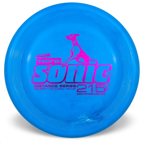 Sonic Xtra 215 Distance Dog Frisbee, Outdoor Hundespielzeug und Haustier Frisbee, Hunde Fliegende Scheibe für kleine Hunde und Welpen (Blau) von Hero Disc USA