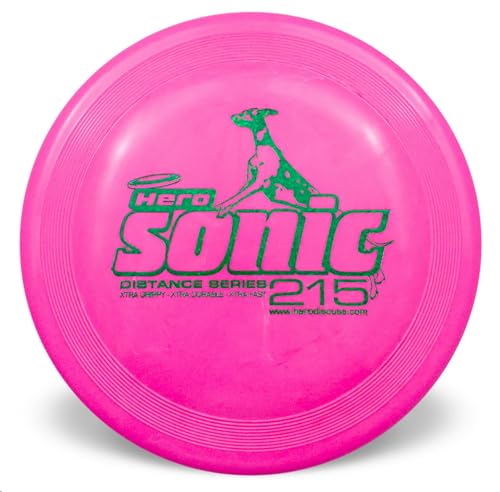 Sonic Xtra 215 Distance Dog Frisbee, Outdoor Hundespielzeug und Haustier Frisbee, Hunde Flugscheibe für kleine Hunde und Welpen (Rosa) von Hero Disc USA