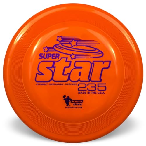 Superstar 235 Hunde-Frisbee, Outdoor-Hundespielzeug und Haustier-Frisbee, pannensichere Hundefliegenscheibe (Orange) von Hero Disc USA