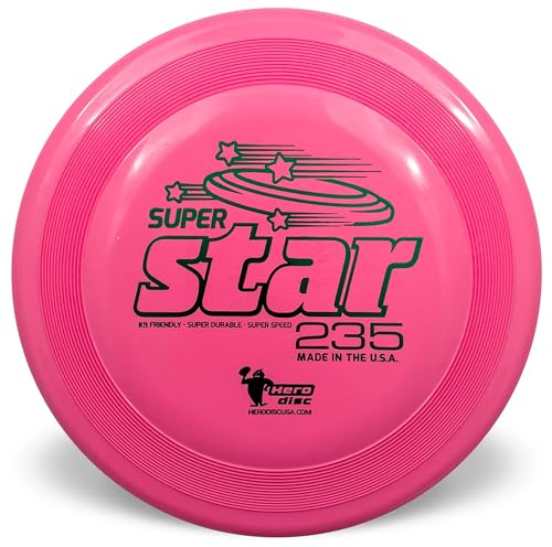 Superstar 235 Hunde-Frisbee, Outdoor-Hundespielzeug und Haustier-Frisbee, pannensichere Hundefliegenscheibe (Rosa) von Hero Disc USA