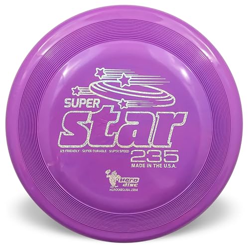 Superstar 235 Hunde-Frisbee, Outdoor-Hundespielzeug und Haustier-Frisbee, pannensichere Hundefliegescheibe (Lila) von Hero Disc USA