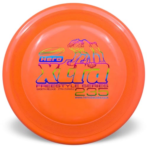 Xtra 235 Freestyle Dog Frisbee, Outdoor Hundespielzeug und Haustier Frisbee, Freestyle Hund Fliegende Scheibe, Schwimmende Hundescheibe (Orange) von Hero Disc USA