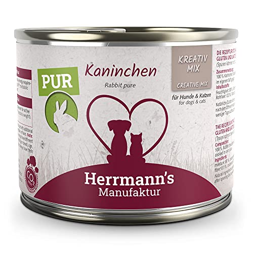 Herrmann's - Kreativ-Mix Kaninchen | Reinfleisch - 12 x 200g - Nassfutter - Für Hund & Katze von IKIMI