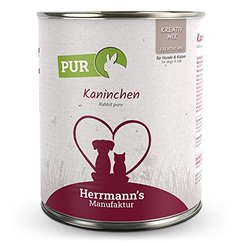 Herrmann's - Kreativ-Mix Kaninchen | Reinfleisch - 6 x 800g - Nassfutter - Für Hund & Katze von IKIMI