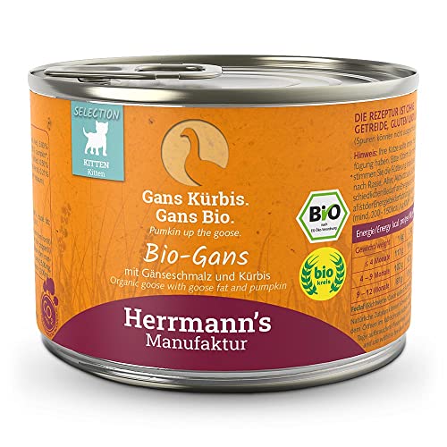 Herrmann's - Selection Kitten Bio Kittennahrung Gans - 12 x 200g - Nassfutter - Katzenfutter von Herrmann's