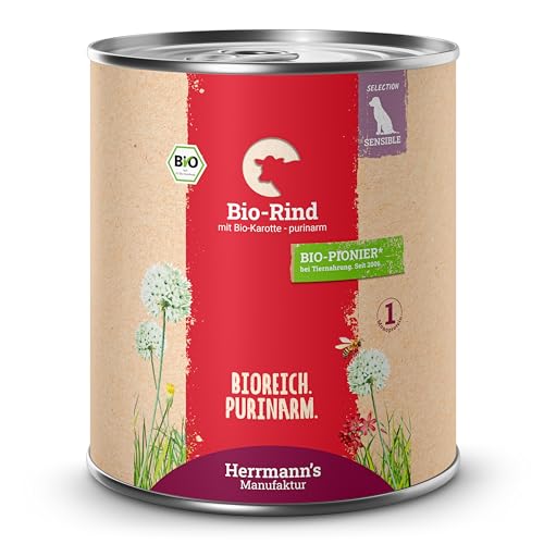 Herrmann's - Selection Sensibel Bio Rind mit Karotten - purinarm - 6 x 800g - Nassfutter - Hundefutter von IKIMI