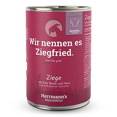 Herrmann's - Selection Sensibel Ziege mit rote Beete und Hirse - 12 x 400g - Nassfutter - Hundefutter von IKIMI