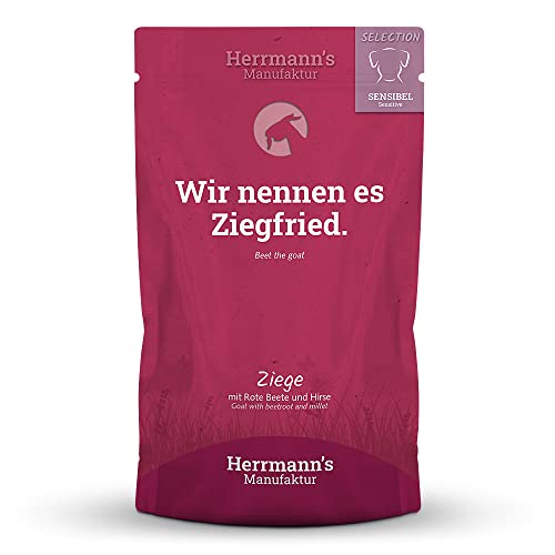 Herrmann's - Selection Sensibel Ziege mit rote Beete und Hirse - 15 x 150g - Nassfutter - Hundefutter von IKIMI