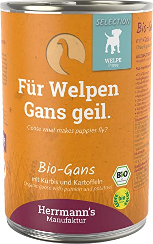 Herrmanns Welpe Gans mit Spinat und Kartoffeln, 12er Pack (12 x 400 g) von Herrmanns