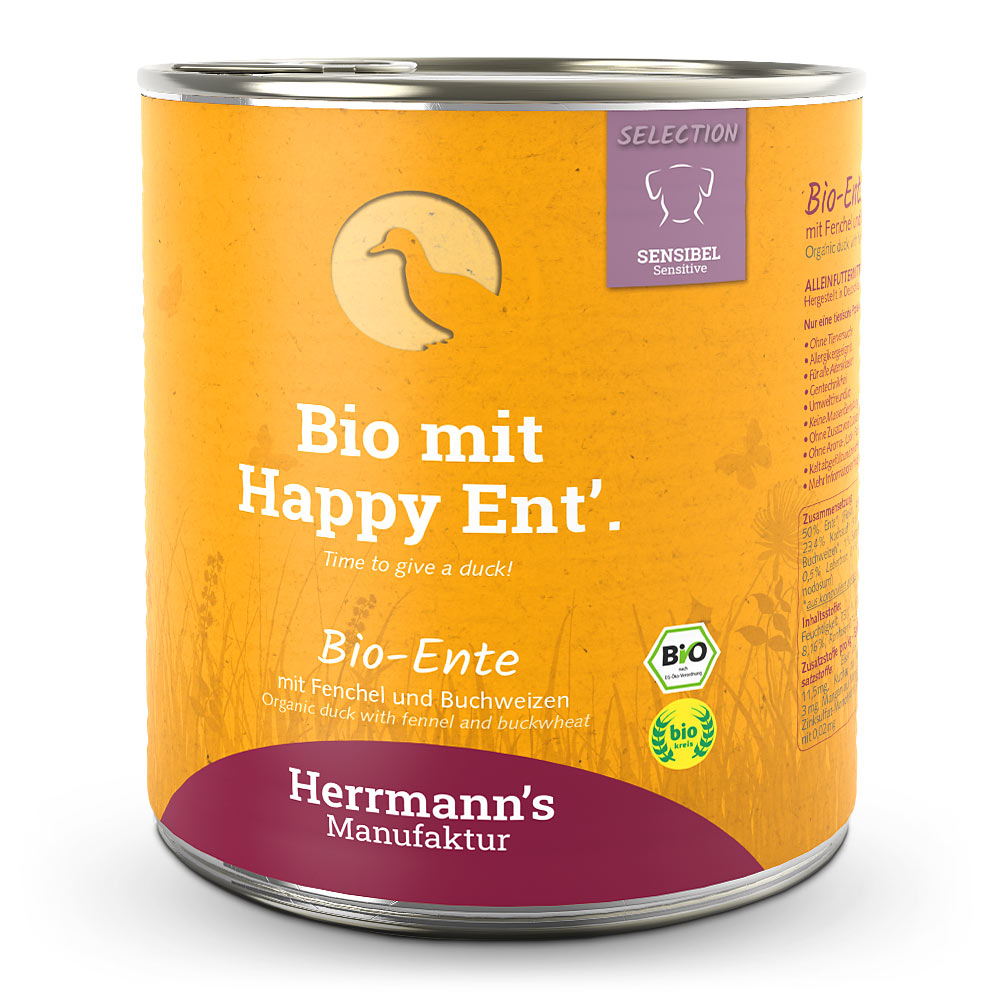Herrmann's | Bio Ente mit Fenchel & Buchweizen | Selection Sensible | 12 x 800 g von Herrmanns