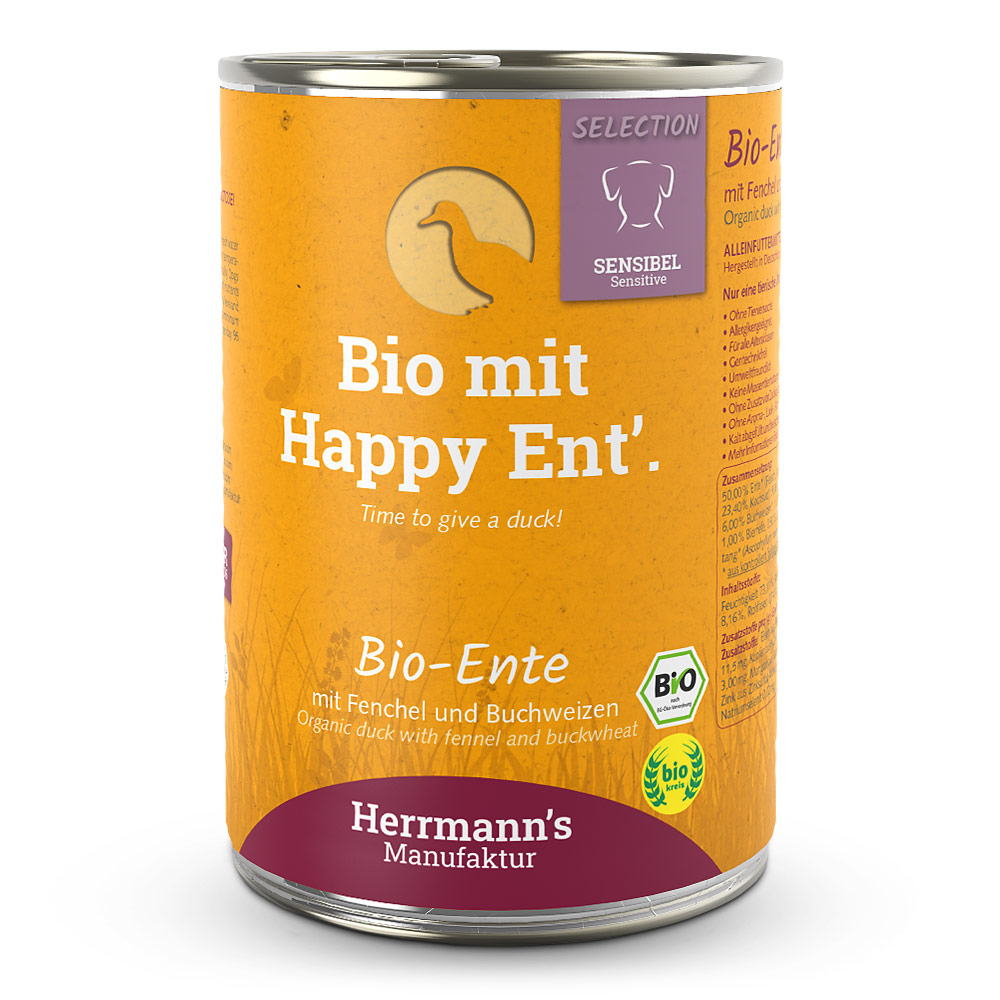 Herrmann's | Bio Ente mit Fenchel & Buchweizen | Selection Sensible | 24 x 400 g von Herrmanns