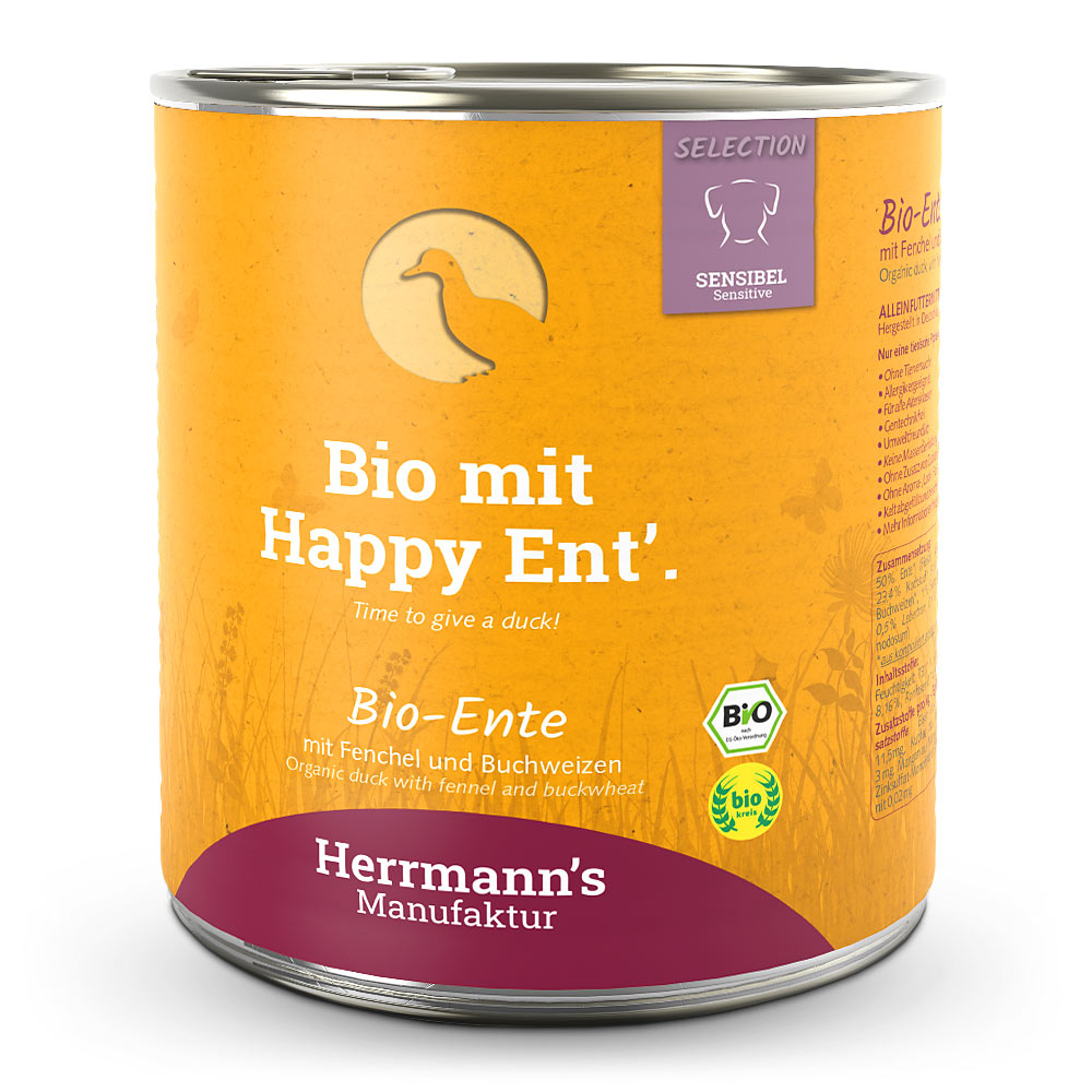 Herrmann's | Bio Ente mit Fenchel & Buchweizen | Selection Sensible | 24 x 800 g von Herrmanns