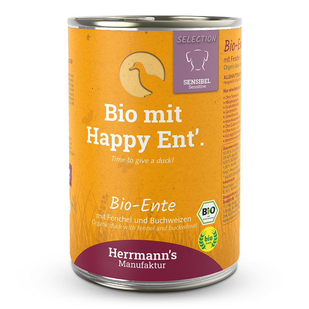 Herrmann's | Bio Ente mit Fenchel & Buchweizen | Selection Sensible | 48 x 400 g von Herrmanns