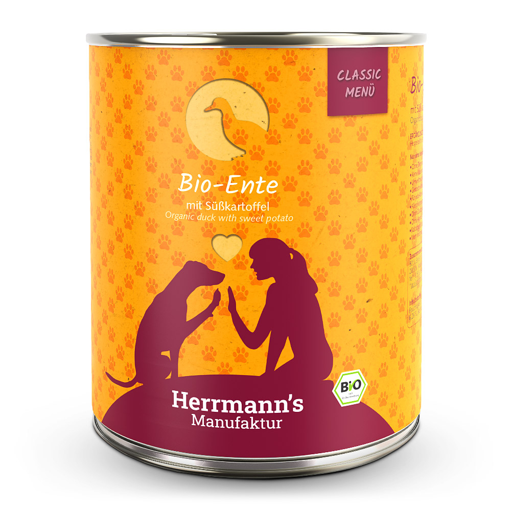 Herrmann's | Bio-Ente mit Süßkartoffeln | Classic | 12 x 800 g von Herrmanns