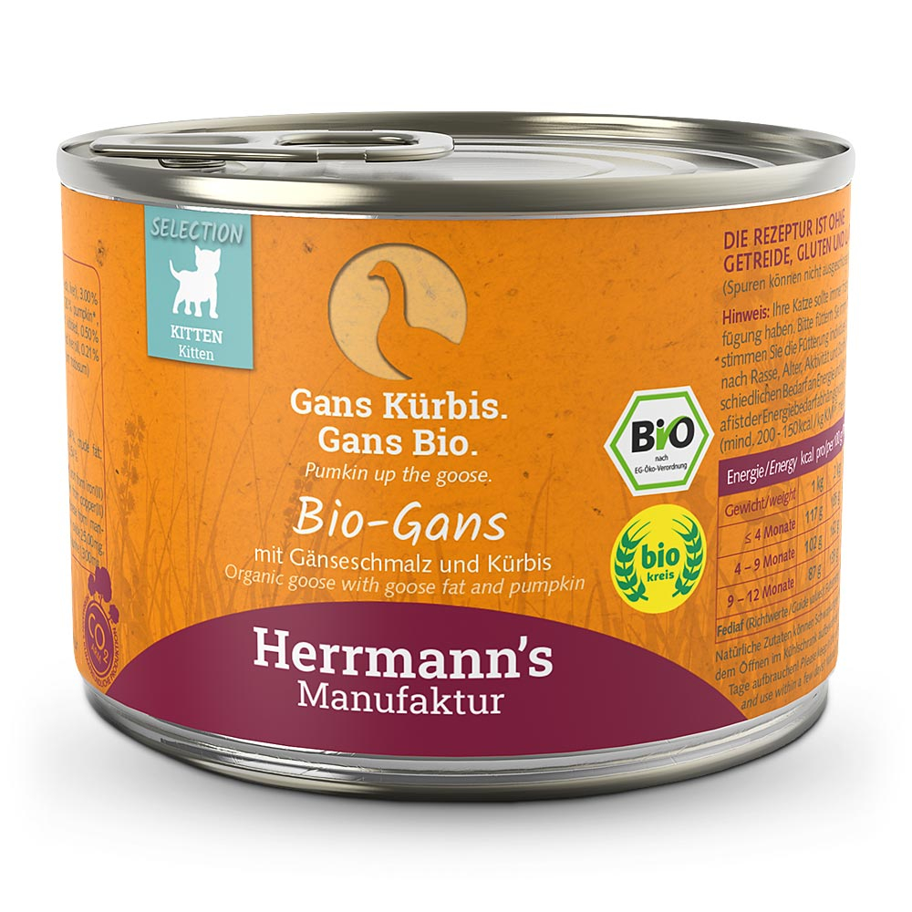 Herrmann's | Bio Gans mit Kürbis | Selection Kitten | 12 x 200 g von Herrmanns